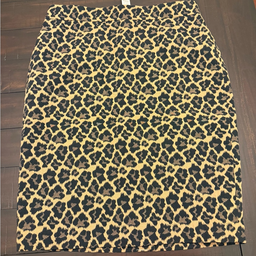 Talbots Black and Tan Animal Print Pencil Skirt